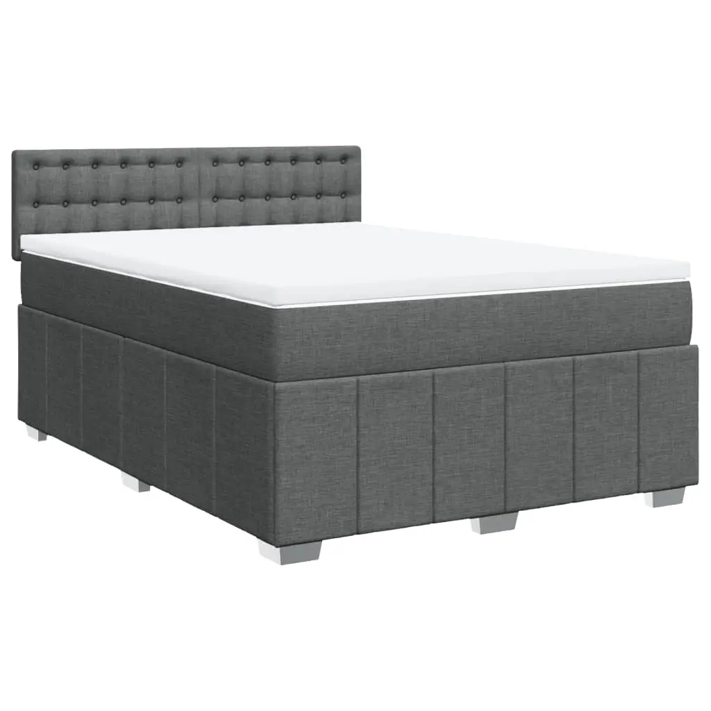 Box Spring Bed with Mattress Black Queen Fabric 3287275 - Furniture