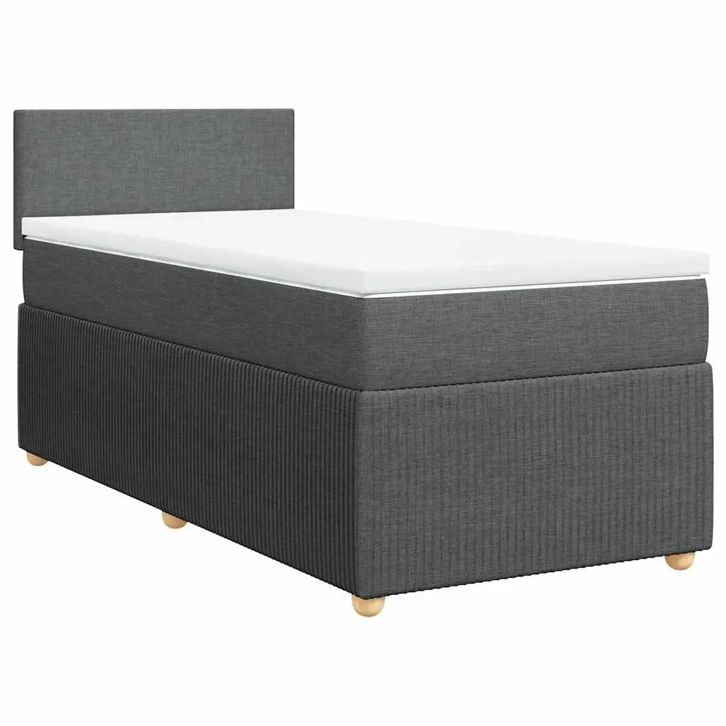 Box Spring Bed with Mattress Dark Grey King Single Fabric 3287952 - Furniture
