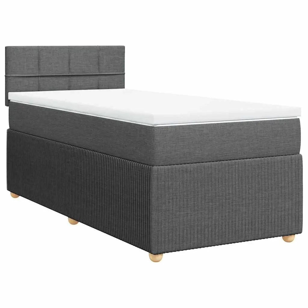 Box Spring Bed with Mattress Dark Grey King Single Fabric 3287954 - Furniture