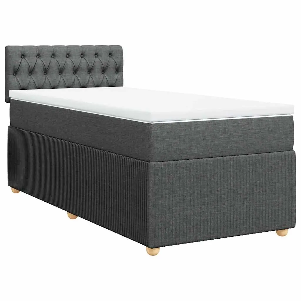 Box Spring Bed with Mattress Dark Grey King Single Fabric 3287956 - Furniture