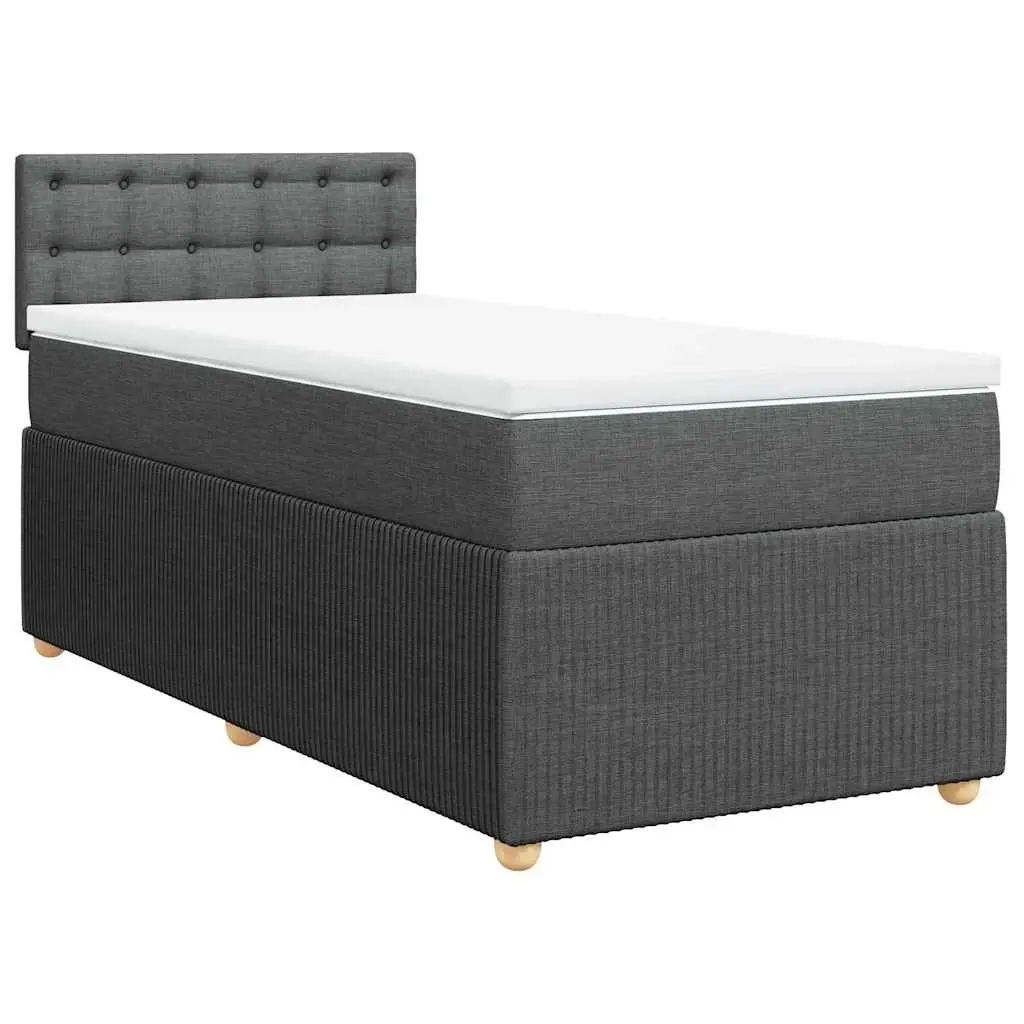 Box Spring Bed with Mattress Dark Grey King Single Fabric 3287958 - Furniture