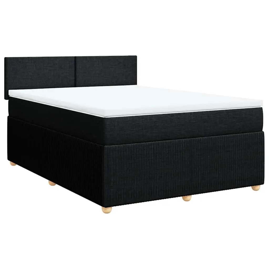 Box Spring Bed with Mattress Black Queen Fabric 3287969 - Furniture