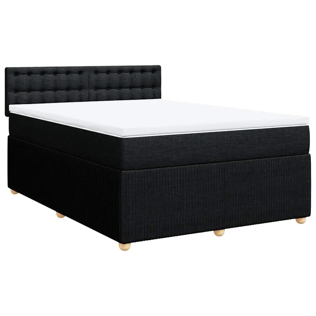 Box Spring Bed with Mattress Black Queen Fabric 3287975 - Furniture