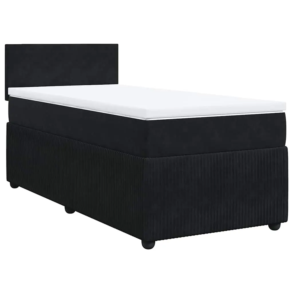 Box Spring Bed with Mattress Black King Single Velvet 3287985 - Furniture