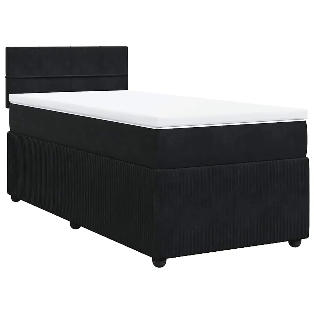 Box Spring Bed with Mattress Black King Single Velvet 3287987 - Furniture