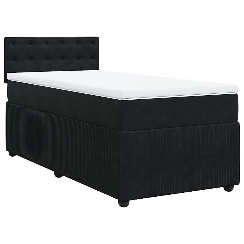 Box Spring Bed with Mattress Black King Single Velvet 3287991 - Furniture