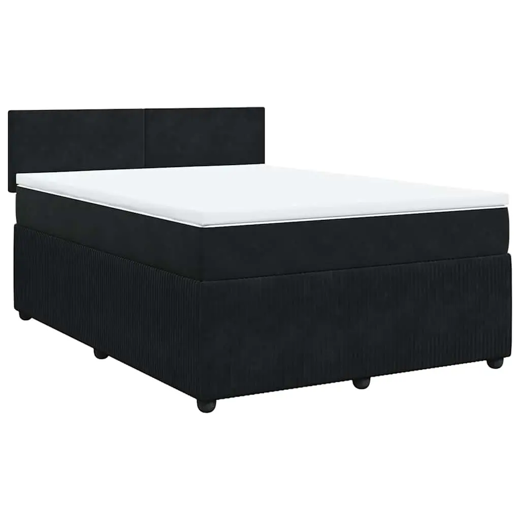 Box Spring Bed with Mattress Black Double Velvet 3287993 - Furniture
