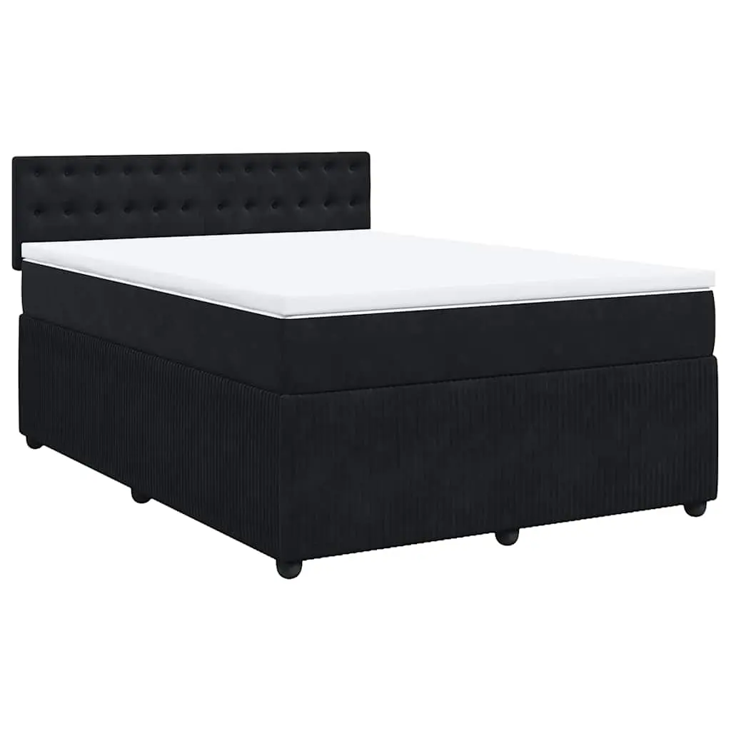Box Spring Bed with Mattress Black Double Velvet 3287999 - Furniture