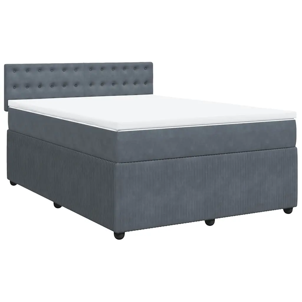 Box Spring Bed with Mattress Dark Grey Queen Velvet 3288006 - Furniture