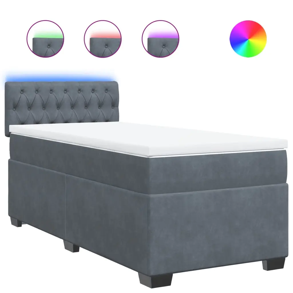 Box Spring Bed with Mattress Dark Grey King Single Fabric 3288376 - Furniture