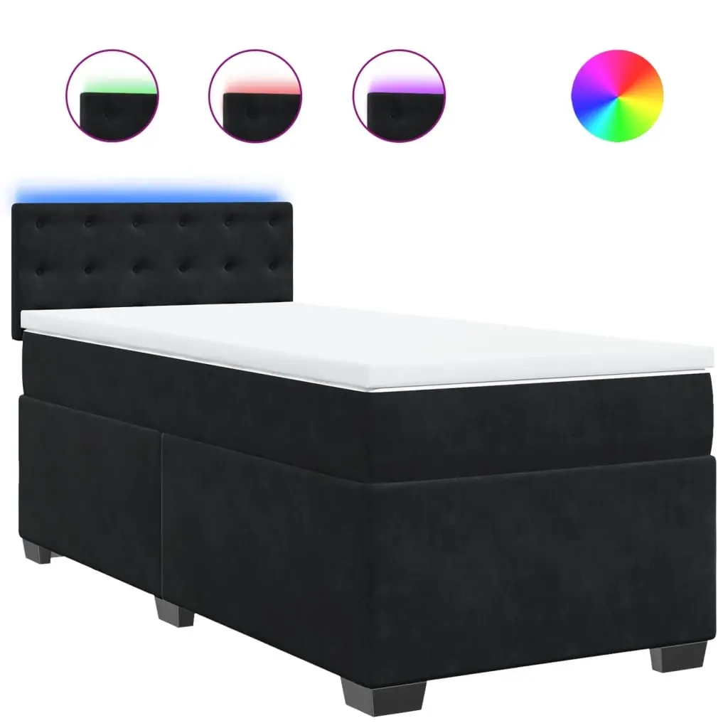 Box Spring Bed with Mattress Black King Single Fabric 3288379 - Furniture