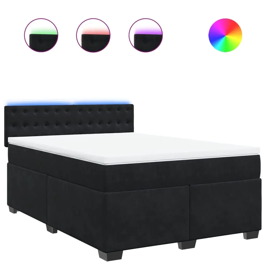 Box Spring Bed with Mattress Black Queen Velvet 3288799 - Furniture