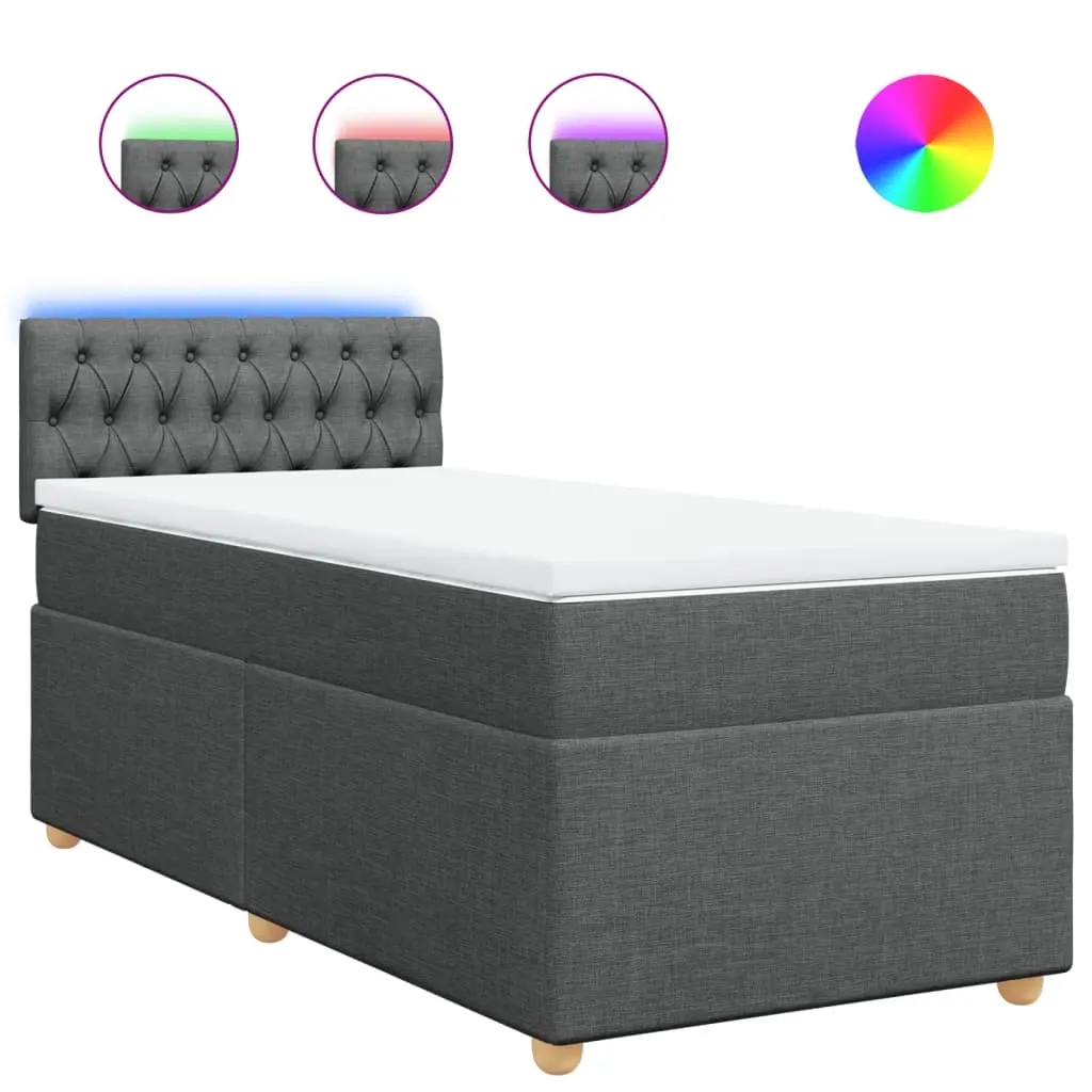 Box Spring Bed with Mattress Dark Grey King Single Fabric 3289168 - Furniture