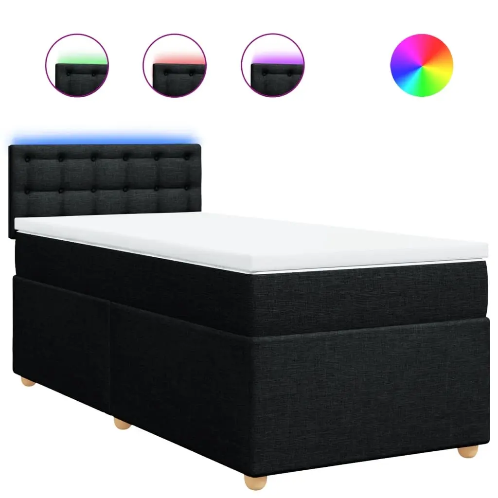 Box Spring Bed with Mattress Black King Single Fabric 3289171 - Furniture