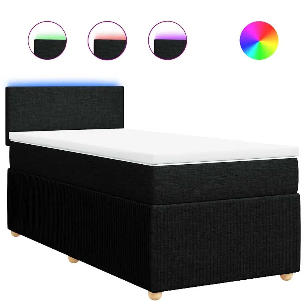 Box Spring Bed with Mattress Dark Grey King Single Fabric 3290253 - Furniture