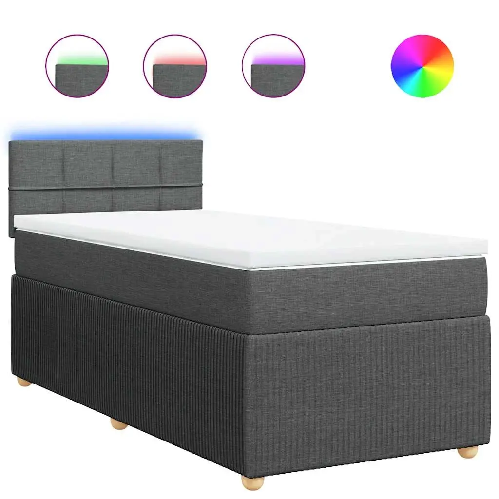 Box Spring Bed with Mattress Light Grey King Single Fabric 3290254 - Furniture
