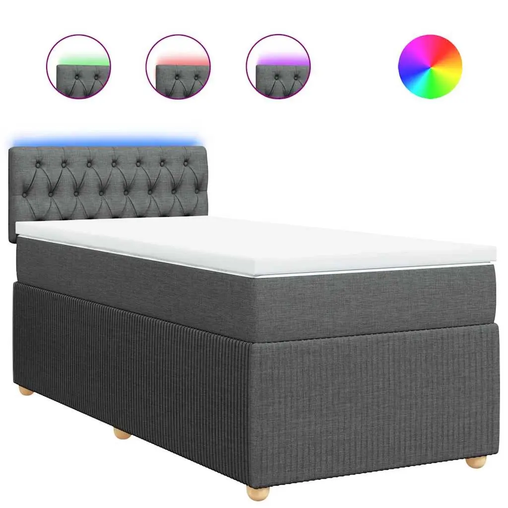 Box Spring Bed with Mattress Light Grey King Single Fabric 3290256 - Furniture