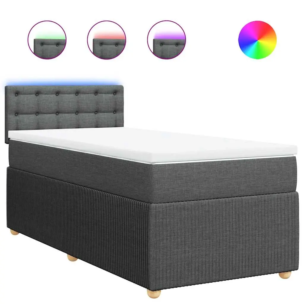 Box Spring Bed with Mattress Light Grey King Single Fabric 3290258 - Furniture