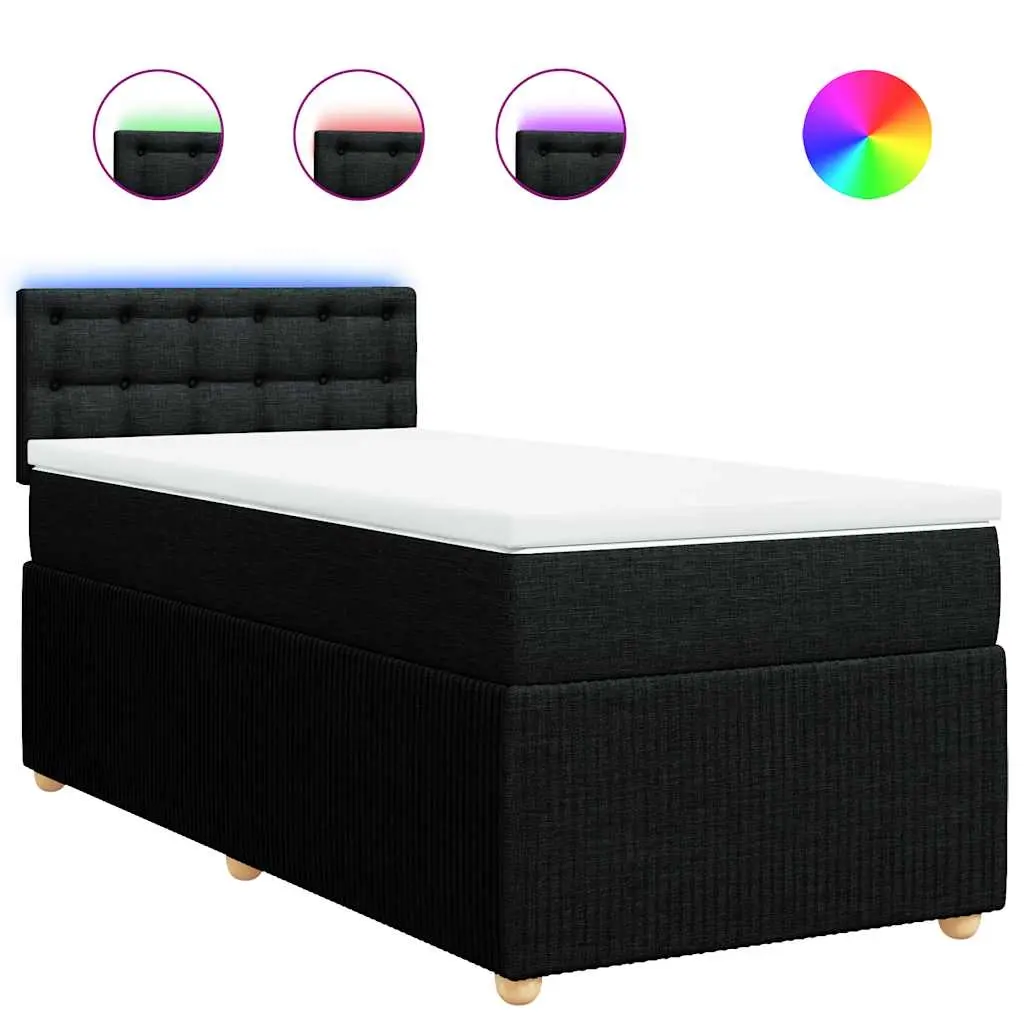Box Spring Bed with Mattress Dark Grey King Single Fabric 3290259 - Furniture
