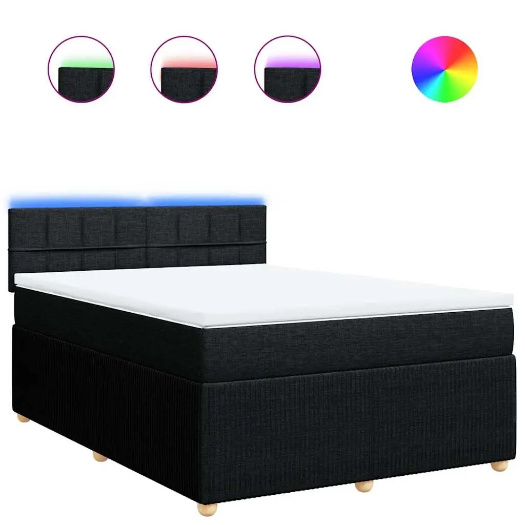 Box Spring Bed with Mattress Dark Grey Double Fabric 3290263 - Furniture