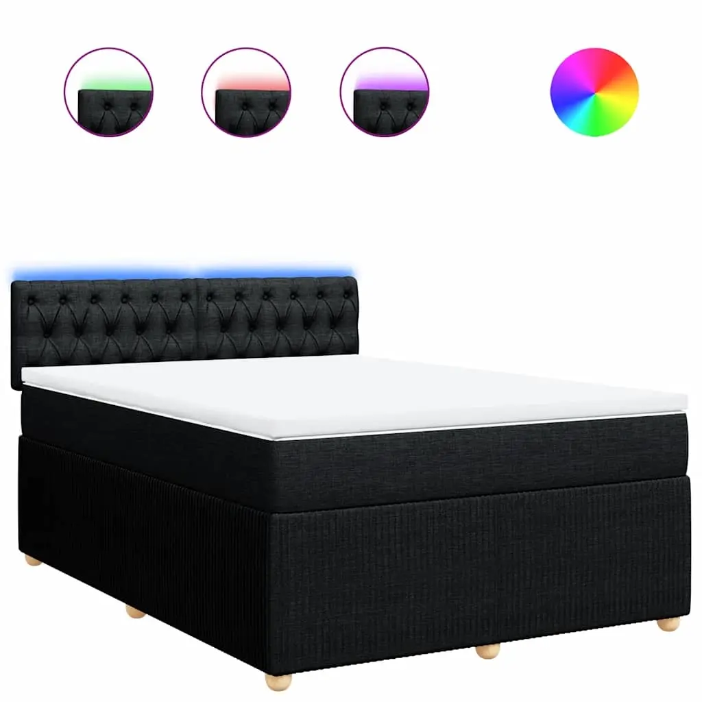 Box Spring Bed with Mattress Dark Grey Double Fabric 3290265 - Furniture