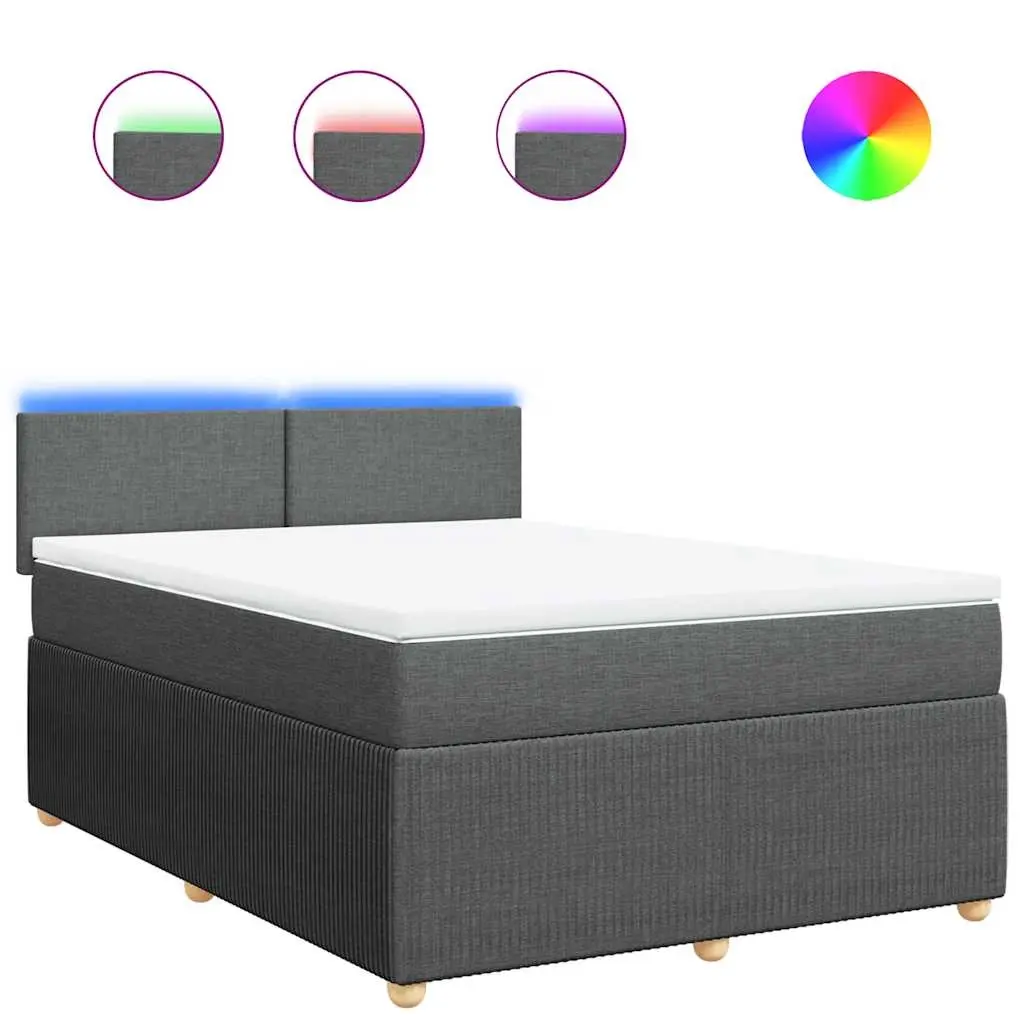 Box Spring Bed with Mattress Light Grey Queen Fabric 3290268 - Furniture
