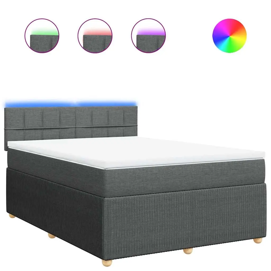 Box Spring Bed with Mattress Light Grey Queen Fabric 3290270 - Furniture
