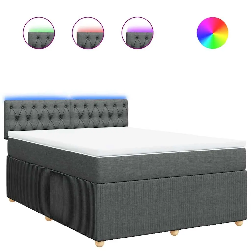 Box Spring Bed with Mattress Light Grey Queen Fabric 3290272 - Furniture