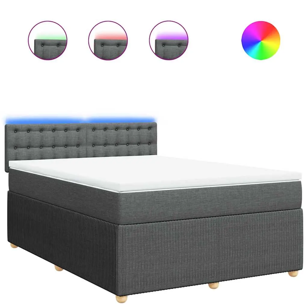 Box Spring Bed with Mattress Light Grey Queen Fabric 3290274 - Furniture