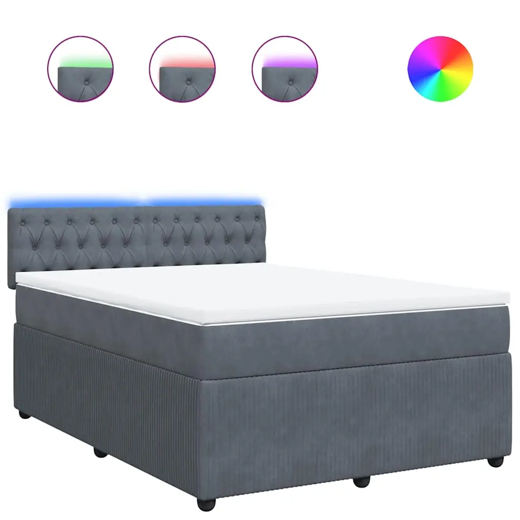 Box Spring Bed with Mattress Dark Grey Queen Velvet 3290304 - Furniture
