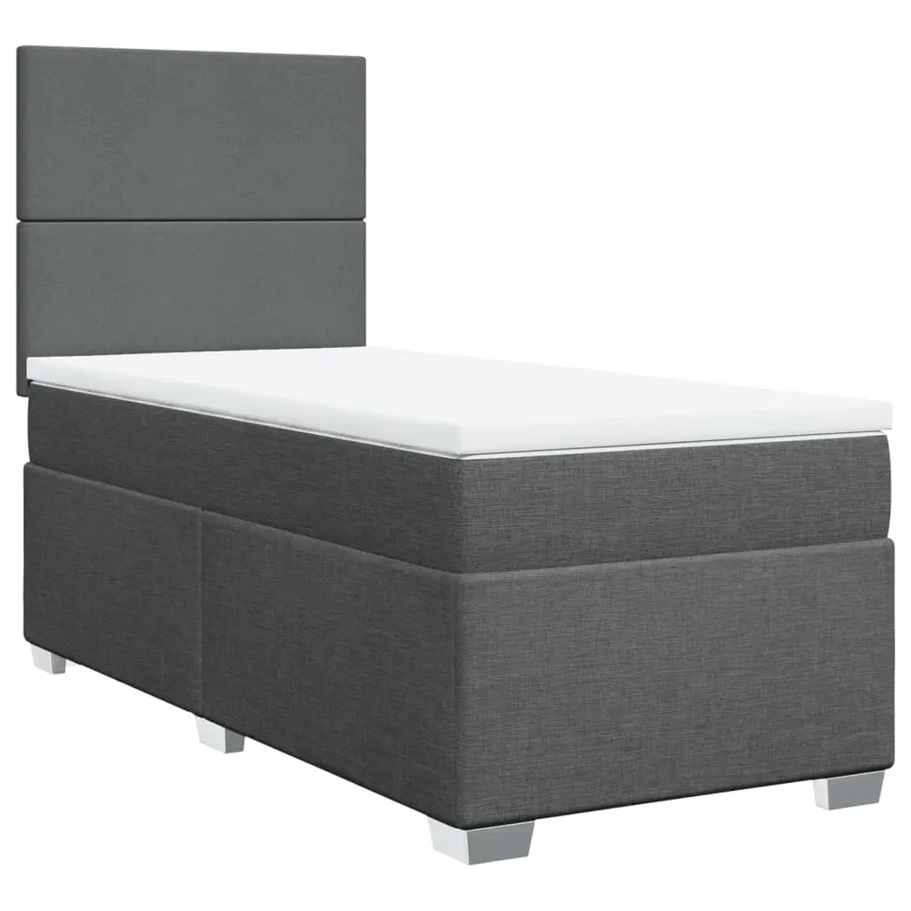 Box Spring Bed with Mattress Dark Grey King Single Fabric 3290672 - Furniture