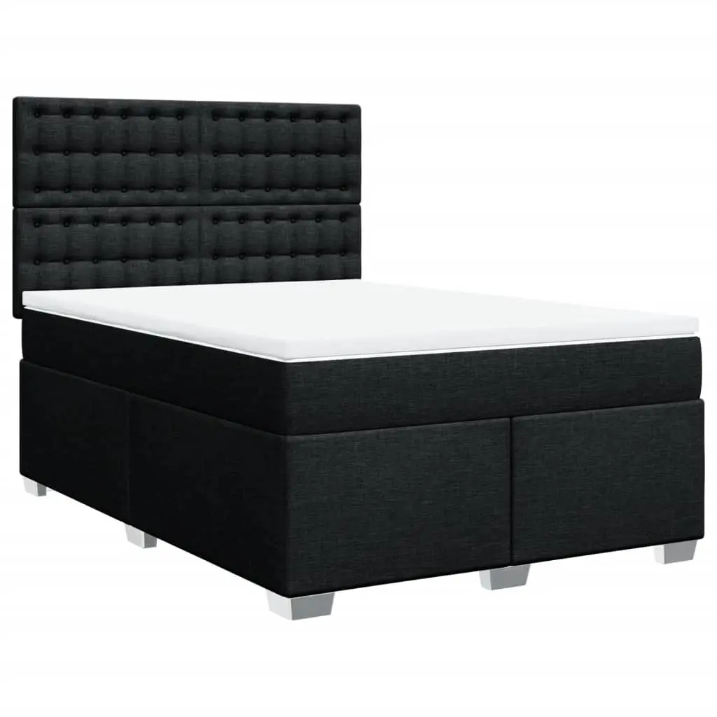 Box Spring Bed with Mattress Black Double Fabric 3290687 - Furniture