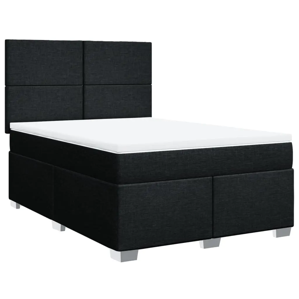Box Spring Bed with Mattress Black Queen Fabric 3290689 - Furniture