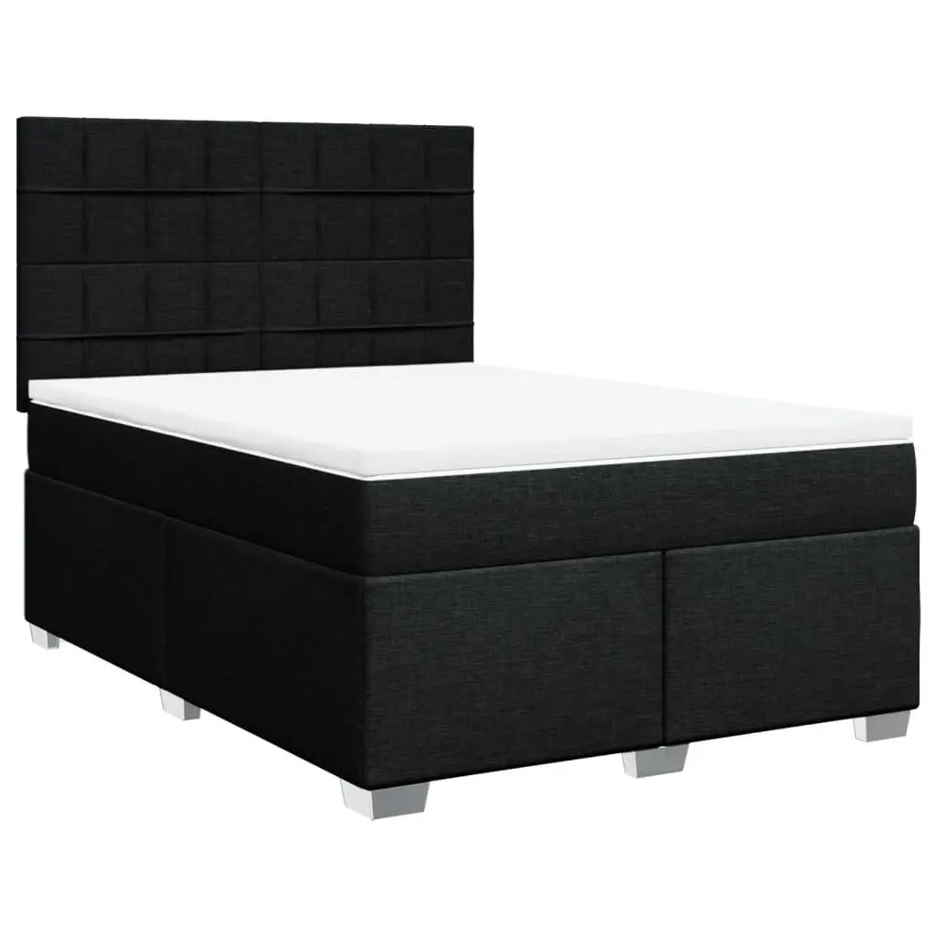 Box Spring Bed with Mattress Black Queen Fabric 3290691 - Furniture