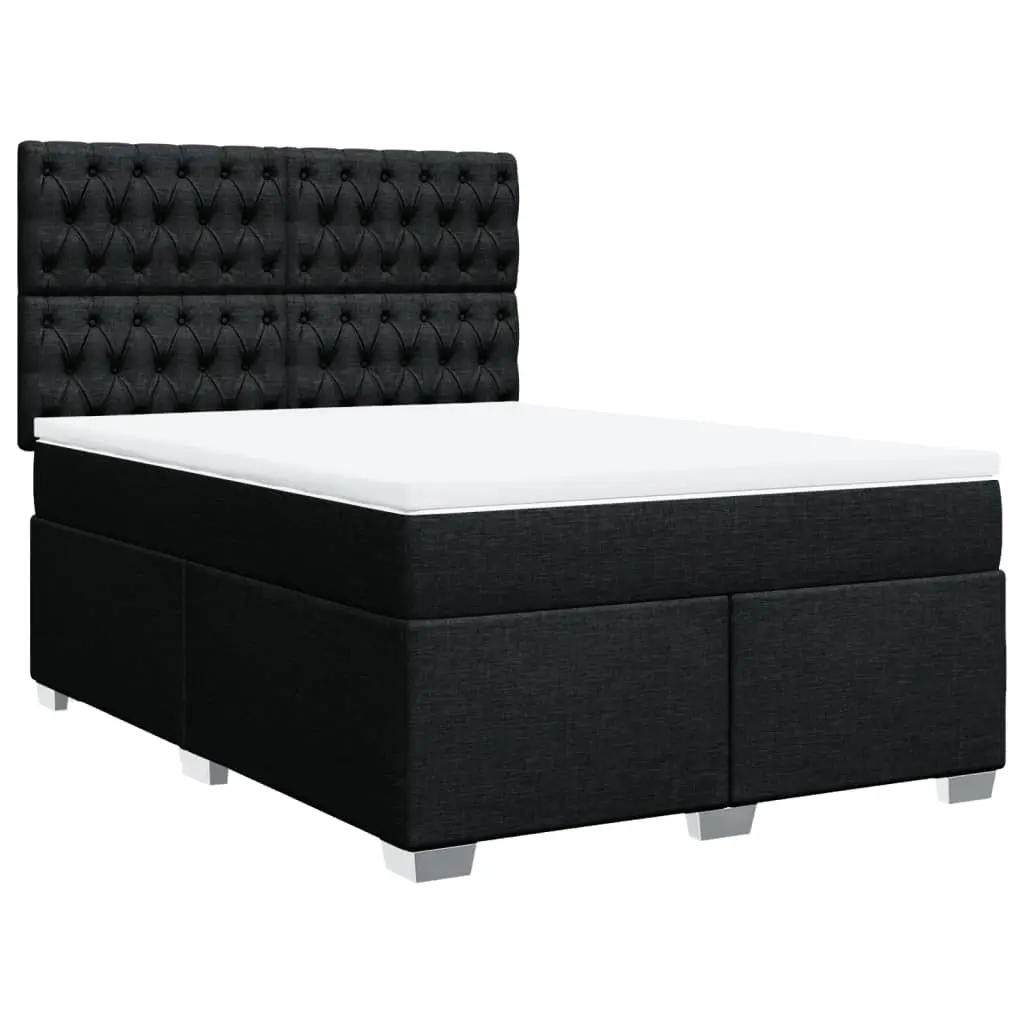 Box Spring Bed with Mattress Black Queen Fabric 3290693 - Furniture