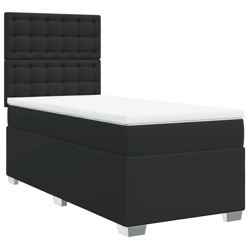 Box Spring Bed with Mattress Black King Single Faux Leather 3290753 - Furniture