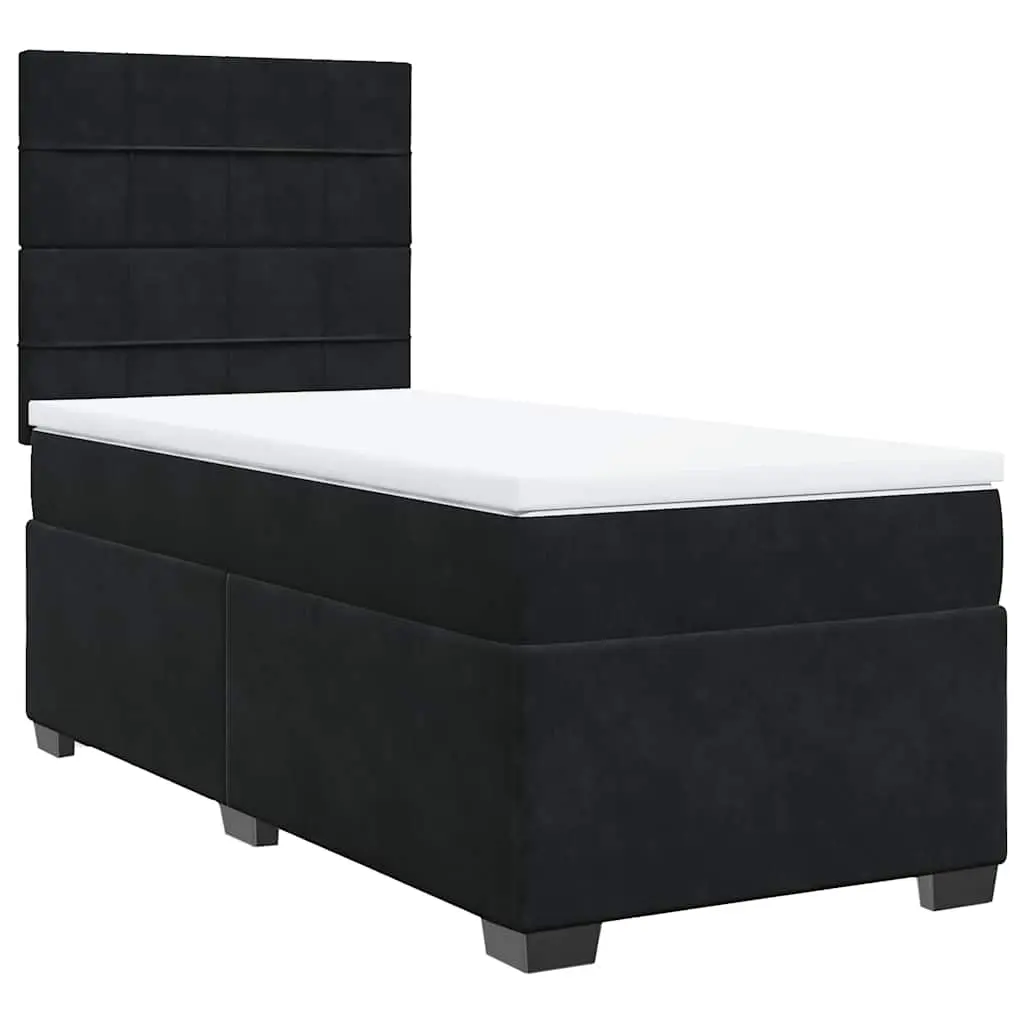 Box Spring Bed with Mattress Black King Single Velvet 3291079 - Furniture