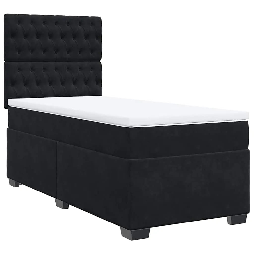Box Spring Bed with Mattress Black King Single Velvet 3291081 - Furniture