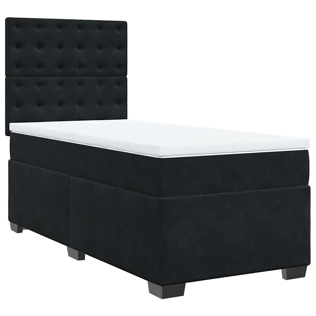 Box Spring Bed with Mattress Black King Single Velvet 3291083 - Furniture