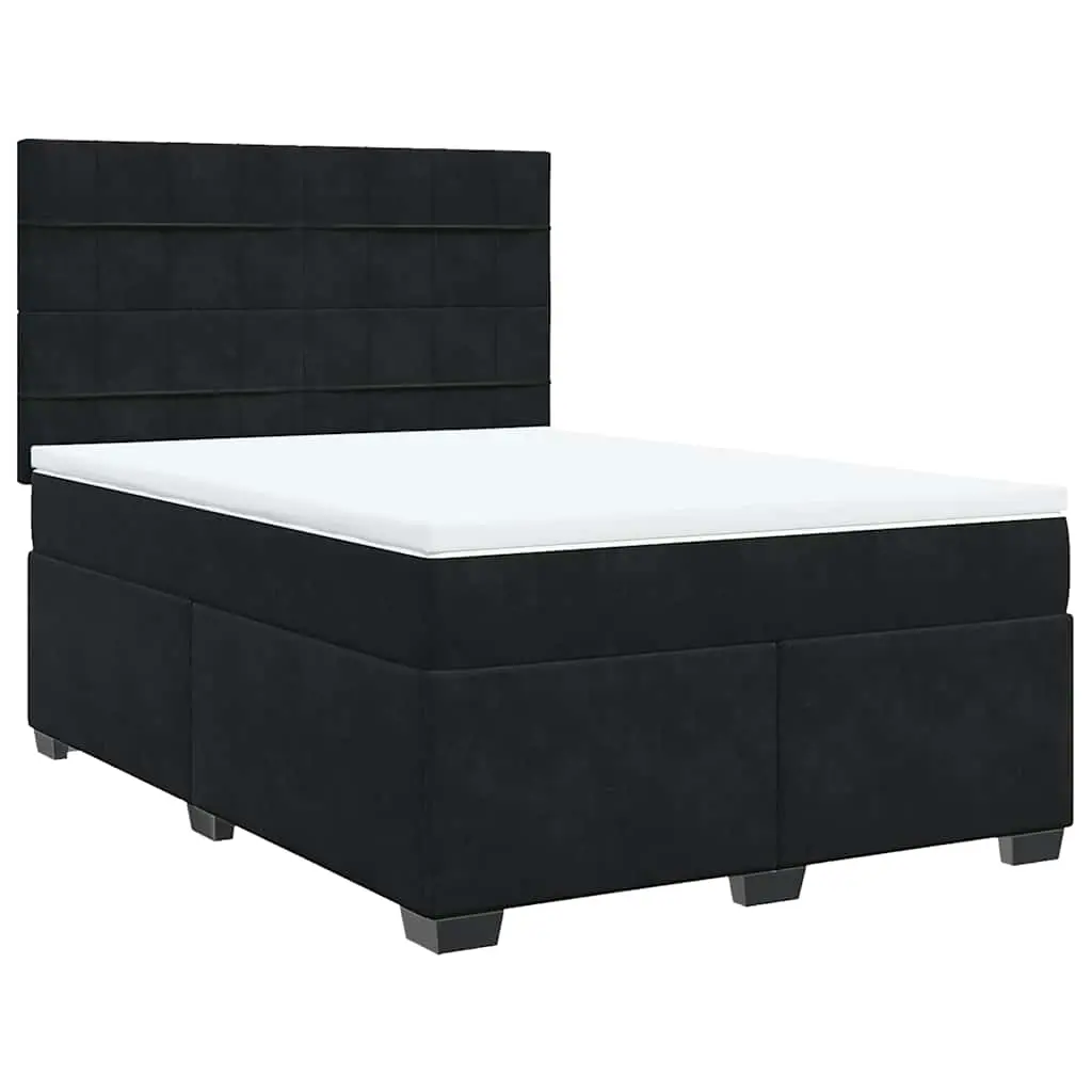 Box Spring Bed with Mattress Black Queen Velvet 3291095 - Furniture