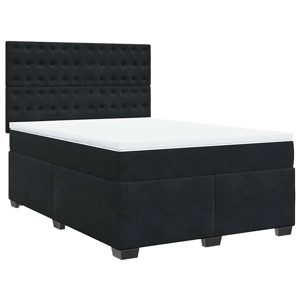 Box Spring Bed with Mattress Black Queen Velvet 3291099 - Furniture