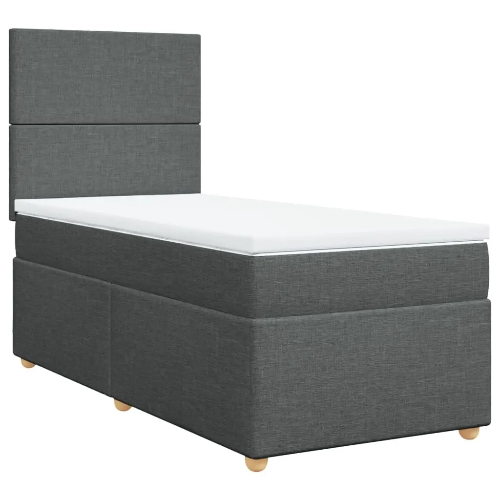 Box Spring Bed with Mattress Dark Grey King Single Fabric 3291464 - Furniture