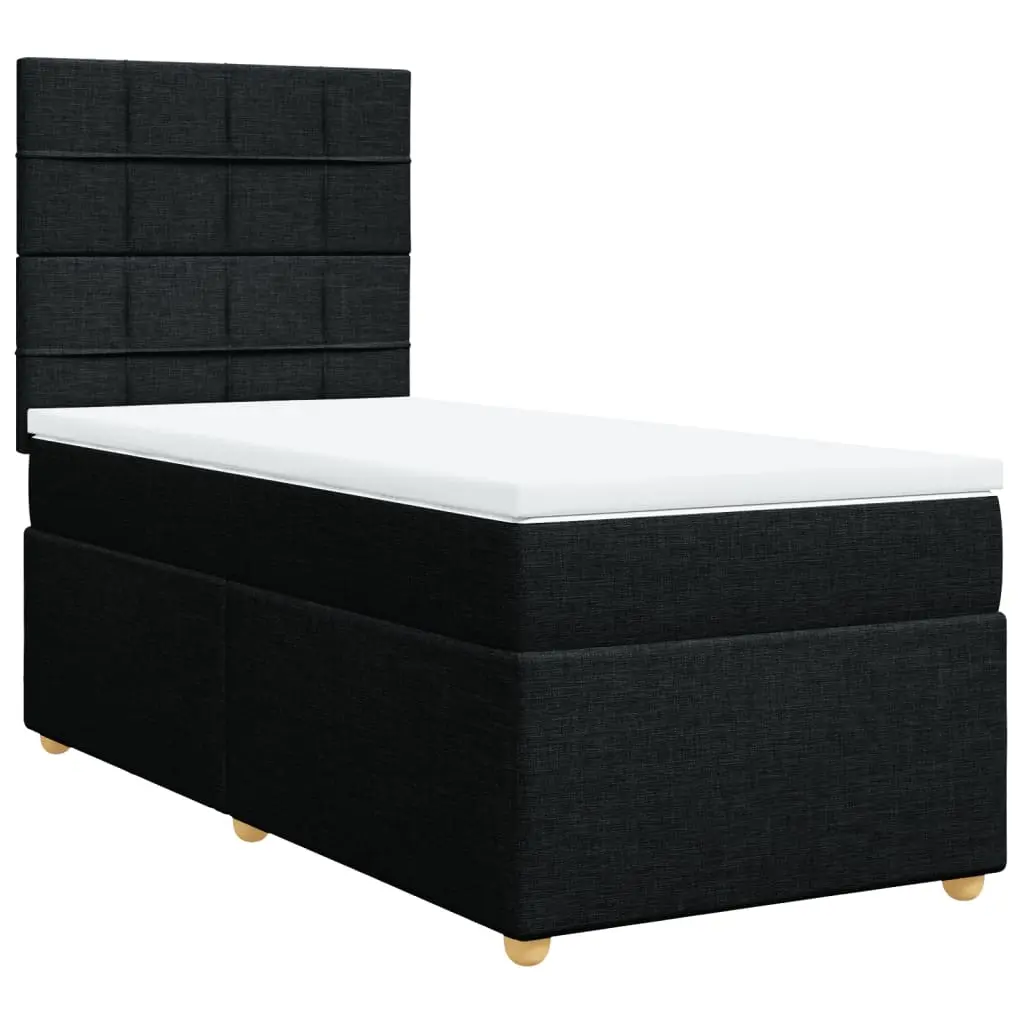 Box Spring Bed with Mattress Black King Single Fabric 3291467 - Furniture