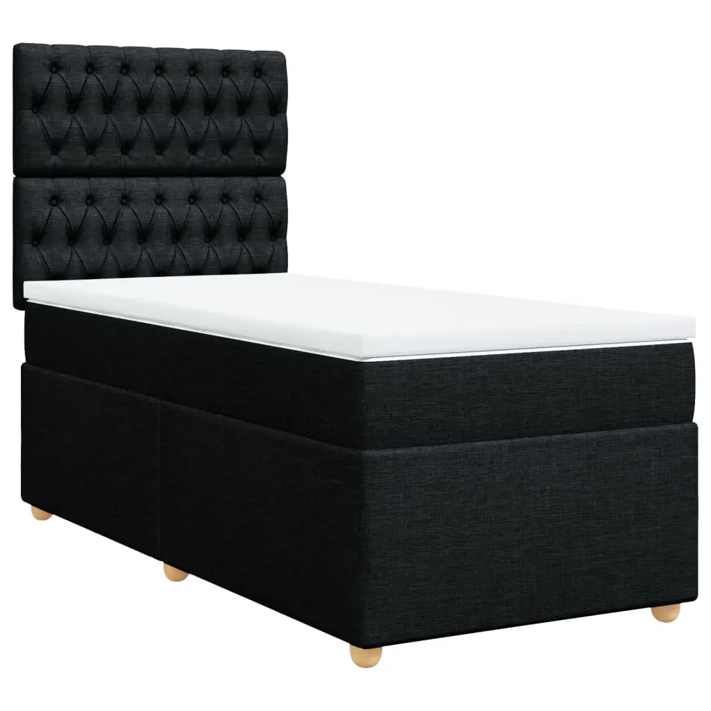 Box Spring Bed with Mattress Black King Single Fabric 3291469 - Furniture