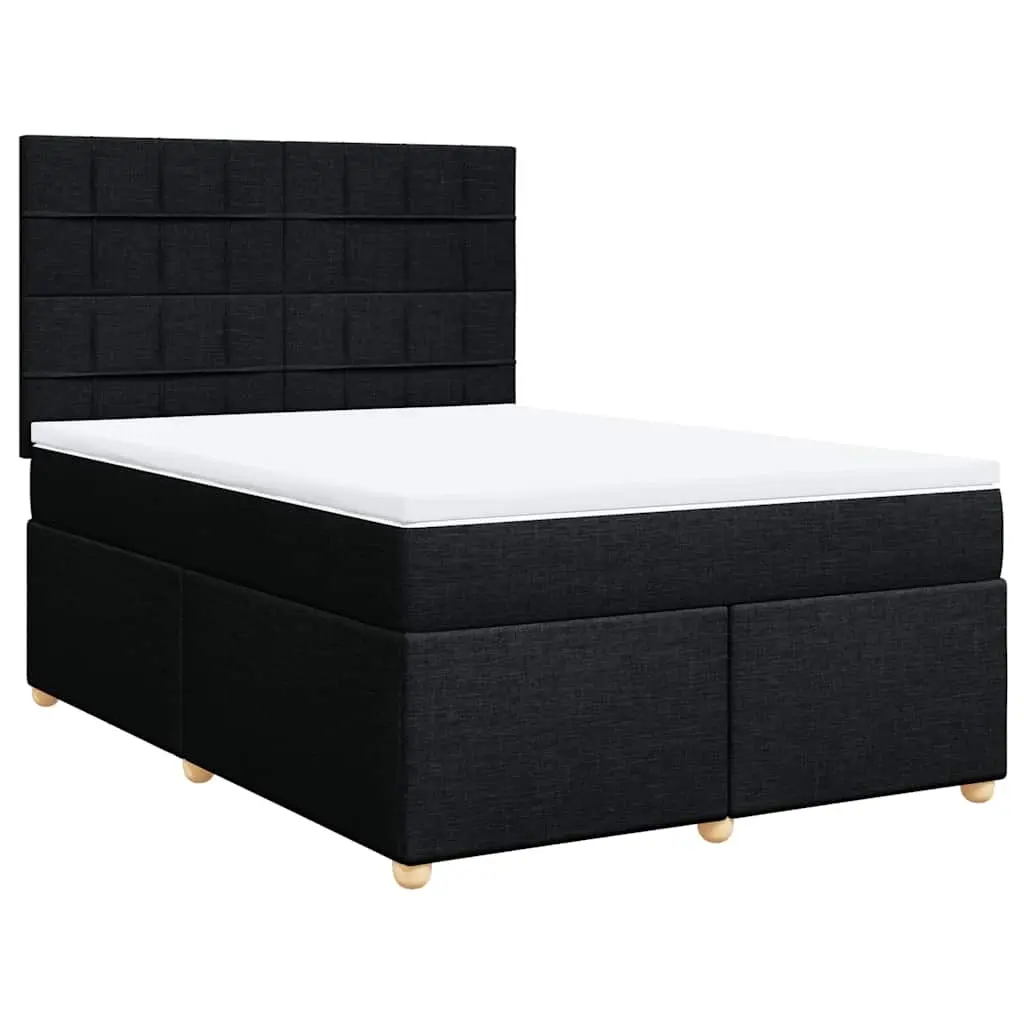 Box Spring Bed with Mattress Black Queen Fabric 3291483 - Furniture