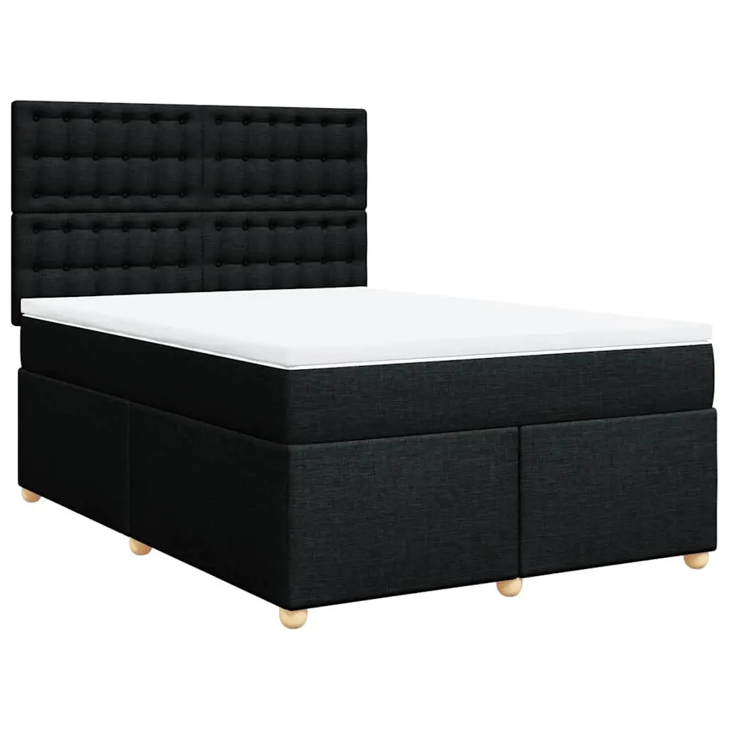 Box Spring Bed with Mattress Black Queen Fabric 3291487 - Furniture