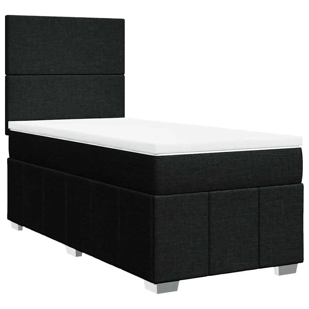 Box Spring Bed with Mattress Black King Single Fabric 3291853 - Furniture
