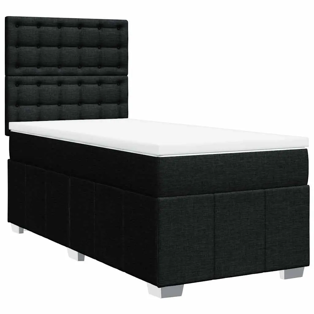 Box Spring Bed with Mattress Black King Single Fabric 3291859 - Furniture