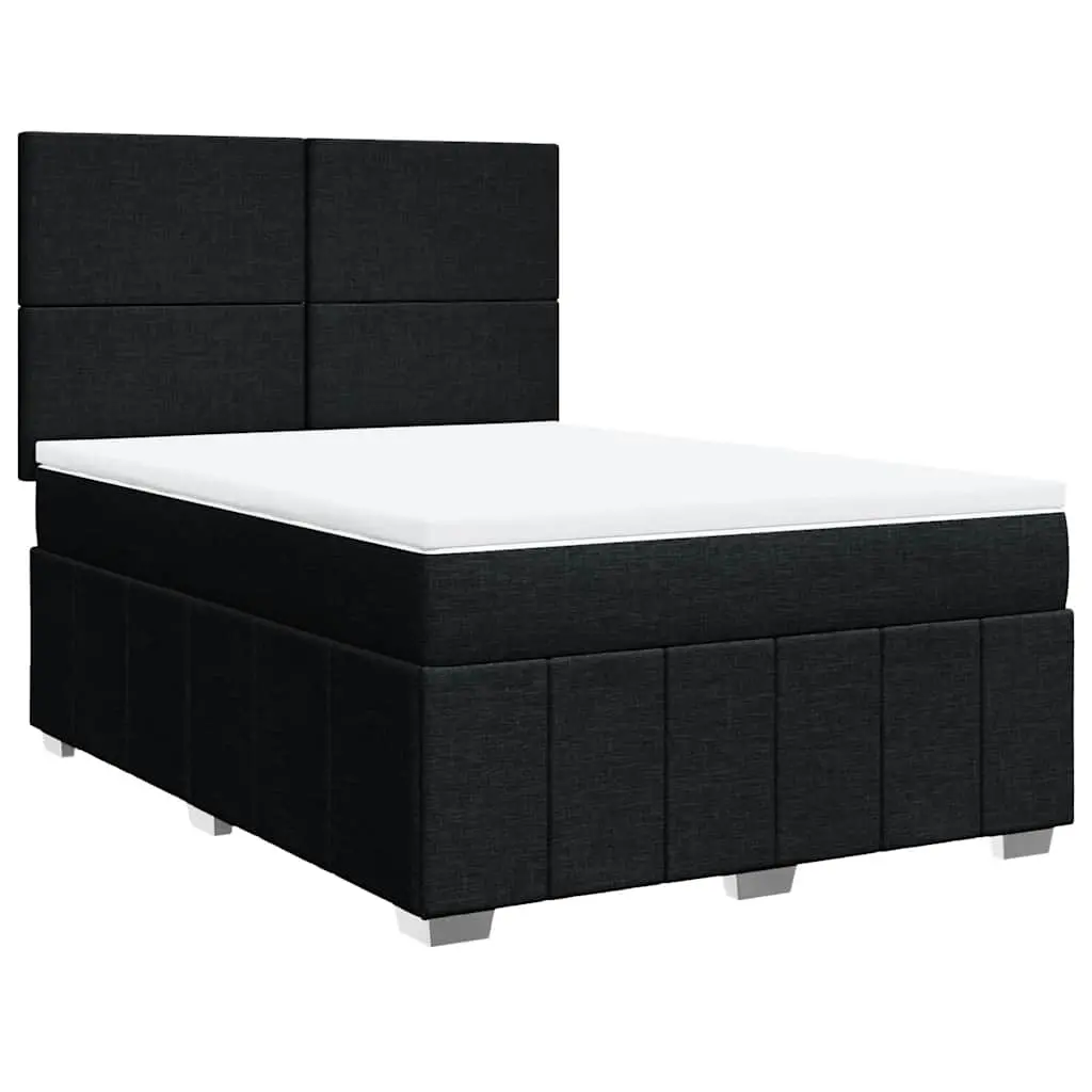 Box Spring Bed with Mattress Black Queen Fabric 3291869 - Furniture