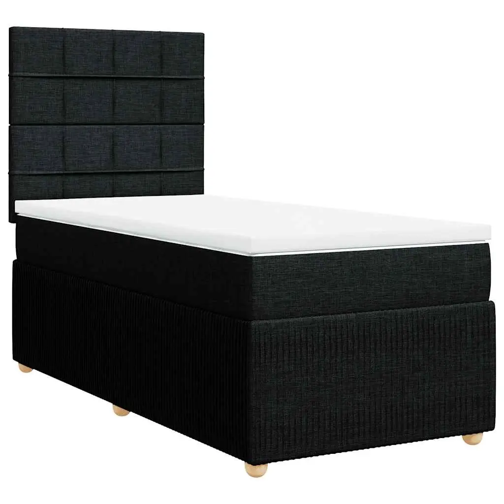 Box Spring Bed with Mattress Black King Single Fabric 3292555 - Furniture
